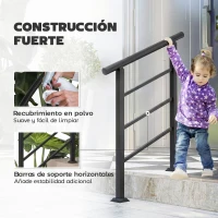 Outsunny Barandilla de Escalera 95 cm Pasamanos para Escalera con Kit de Instalación Ángulo Ajustable para 1-3 Escalones Negro(m-5)