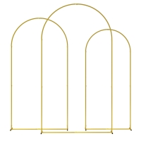 Outsunny Set de 3 Arcos de Jardín para Rosas de Metal de 220/200/180 cm con Recubrimiento en Polvo para Patio Terraza Dorado