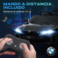 AIYAPLAY Coche de Batería para Niños 12V BMW M4 con Mando a Distancia Faros Bocina Música Velocidad 3-5 km/h Negro(m-8)