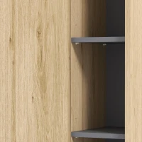 HOMCOM Columna de Baño de Pared Armario de Baño con Compartimentos Abiertos y 2 Puertas 40x24x141,5 cm Natural(m-11)