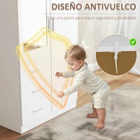 HOMCOM Armario Ropero de 2 Puertas con Espejo 3 Cajones Estantes Ajustables y Barra para Colgar Incluida 80x50x180 cm Blanco(m-7)