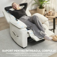 HOMCOM Fotoliu Electric Reclinabil 150° cu Suport pentru Picioare, Șezut Larg, Fotoliu Reclinabil Silențios, Port USB, Funcție Memorie, Telecomandă, din Catifea, pentru Living, Bej(m-6)