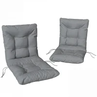 Outsunny Pernă de exterior cu spătar și chingi, saltea hidrofugă pentru interior și exterior, Gri deschis(m-1)