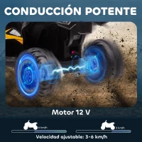 HOMCOM Quad Eléctrico para Niños de 3-5 Años Vehículo Eléctrico a Batería 12V con 2 Motores 83x53x55,5 cm Amarillo(m-4)