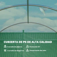 Outsunny Invernadero de Túnel 6x3x2 m con Puerta con Bisagras 12 Ventanas de Malla y Estructura de Acero Galvanizado Verde(m-5)