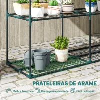 Outsunny Suporte para Plantas de 3 Níveis Estante para Plantas de Aço para Interior e Exterior 143x48x100 cm Verde(m-5)
