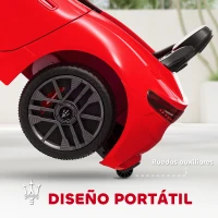 AIYAPLAY Coche Eléctrico Infantil Maserati Gran Turismo Folgore con Batería 12V Mando a Distancia Faros Bocina y Música MP3 Rojo(m-8)
