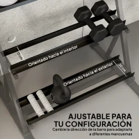 SPORTNOW Soporte para Mancuernas de 3 Niveles Estante de Pesas de Acero con Barras Ajustables para Gimnasio Casa Carga 200 kg(m-5)