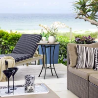 Outsunny Masă Rotundă Laterală Ø35,5cm – Masă de Patio Impermeabilă cu Design Mozaic, Măsuță din Metal pentru Living, Birou, Interior și Exterior – Galben și Gri(m-2)