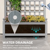 Outsunny Garden Planters with Trellis for Climbing Vines, Wood Raised Beds for Garden, Flower Pot, Indoor Outdoor, Grey(m-5)