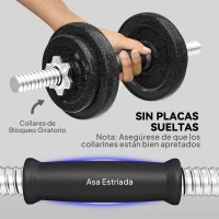 SPORTNOW Juego de Mancuernas Ajustables 20 kg 2 en 1 con Barras Recta de Conexión y Mangos Antideslizantes para Gimnasio en Casa(m-5)