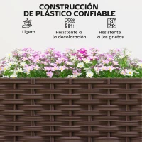 Outsunny Jardinera con Enrejado y Ruedas con Drenaje para Cultivos Verduras Flores Hierbas 120x40x192 cm Marrón(m-8)