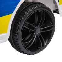 HOMCOM Coche Eléctrico Infantil de Policía Coche de Batería 12V con Mando a Distancia Bluetooth Luz USB Sirena Blanco(m-8)