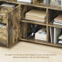 HOMCOM Dulap pentru Imprimantă pe Roți cu 2 Sertare, Încuietoare cu Cheie, 3 Rafturi și Dulap, pentru Documente de Birou și Studiu, 100x35x65 cm, Maro Rustic(m-7)