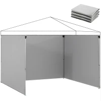 Outsunny 3-Piece Set of Zippered Side Panels for 3 x 3 m Gazebo, Light Grey(m-6)