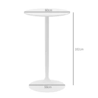 HOMCOM Masă de Bar Înaltă, Masă Modernă Rotundă de Dining cu Blat Vopsit și Bază din Oțel, Masă Bistro pentru 2 Persoane, Alb(m-3)