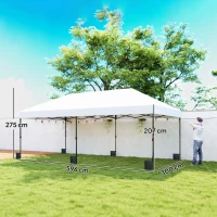 Outsunny Tenda Dobrável 6x3 m Pop-up Altura Ajustável 3 Níveis UPF50+ Fecho Central Sacos de Areia Bolsa com Rodas Prateado(m-3)