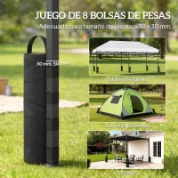 Outsunny Pack de 8 Bolsas de Peso para Carpa Bolsas de Arena de Tela Oxford 600D para Patas de Toldo Sin Arena Negro(m-4)