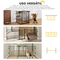 PawHut Barreira de Segurança para Animais de Estimação Barreira Dobrável de 5 Painéis com Fechadura Inteligente 300x74,5 cm Preto(m-4)