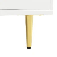 Armario alto para comedor, con puertas de cristal perforado, decoración dorada y amplio almacenamiento por niveles, 145x39x171 cm, Blanco(m-7)