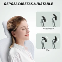 Vinsetto Silla de Oficina de Malla con Respaldo Alto Reposacabezas Ajustable Soporte Lumbar 4D 62x64x120 cm Blanco(m-7)