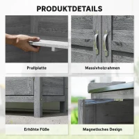 Outsunny Gartenschrank mit Pflanztisch, Holz Geräteschuppen mit verzinkter Arbeitsplatte 2 Regalböden Grau(m-6)