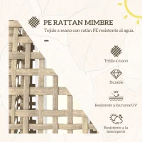 Outsunny Lámpara Solar de Jardín de Ratán Sintético con Luces LED Encendido/Apagado Automático 21x21x78 cm Natural(m-4)