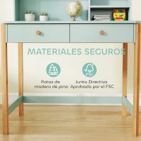 AIYAPLAY Escritorio Infantil Mesa de Escritorio para Niños con 3 Compartimentos Abiertos y 2 Cajones 90x52x105 cm Verde(m-5)