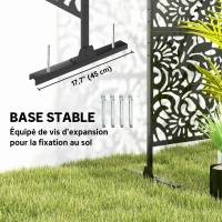 Outsunny Panneau Brise Vue décoratif Extérieur Claustra Décoratif Jardin 3 Panneaux à motif floral Acier 122 x 45 x 198 cm Noir(m-6)