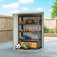 Outsunny Casetta da Giardino Porta Attrezzi in Acciaio Galvanizzato con Porta, 100x104x160 cm, Verde Chiaro(m-7)