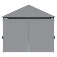 Outsunny Gazebo 3x4 m con 6 Pareti Rimovibili, 8 Fori di Drenaggio e 12 Picchetti, in Acciaio e Poliestere, Grigio e Nero(m-7)