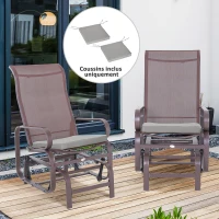 Outsunny Lot de 2 Coussins de Chaise Fauteuil de Jardin Coussins d'assise déhoussables Rembourrage 5 cm Polyester Gris clair(m-10)