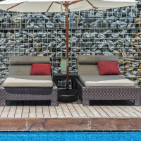 Outsunny Pied de parasol demi-round, socle parasol extérieur à remplir avec 18 kg d'eau / 21 kg de sable, 50 x 31 x 38 cm, noir(m-10)