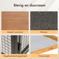 Pawhut Konijnenhok Tweevoudige Waterdichte Anti-slip Verhoogd Afsluitbare Deur Buiten Hout Metaal Bruin(m-6)