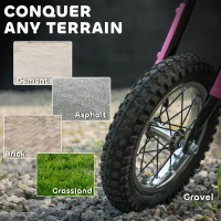 AIYAPLAY Kids Electric Motorbike, 24V Ride On Motorcycle with 3 Speeds and Rear Suspension, Dirt Bike for 8-12 Years Old, Pink(m-8)