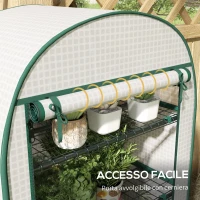 Outsunny Serra da Giardino Verticale con 4 Ripiani in Metallo e Copertura in PE, 80x50x160 cm, Bianco(m-5)