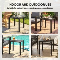 Outsunny Beistelltisch Garten wetterfester Gartentisch mit Lamellendesign, Quadratisch 45 x 45 x 45,5 cm(m-8)