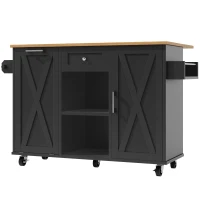 Îlot de cuisine moderne au design pliable, desserte/table à manger multifonction avec étagères pour snacks et armoires extensibles, 142x40/63x87 cm, Noir(m-2)