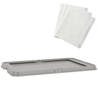 PawHut Inodoro para Perros Plegable 86x62 cm Bandeja Sanitaria Perros Entrenamiento 3 Almohadillas Pies Antideslizantes Gris(m-10)