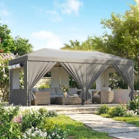 Outsunny Cenador Plegable 3x6 m con Altura Ajustable y Protección UV50+, Gris Oscuro(m-2)
