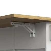 Desserte de cuisine avec plateau rabattable, 3 tiroirs, 2 portes, casier à bouteilles et porte-serviette, 124x40/65x91,5 cm, Blanc(m-8)