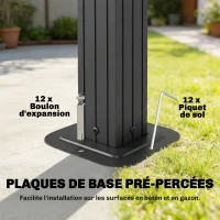 Outsunny Gazebo per barbecue in alluminio con 2 ripiani, 231x165x246 cm, Nero(m-4)