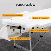HOMCOM Marquesa de Massagem Dobrável e Portátil com Altura Ajustável e Apoio para a Cabeça 215x81x61-84 cm Branco(m-5)