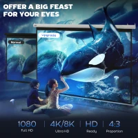 HOMCOM Schermo per Proiettore 100 Pollici Formato 4:3 Regolabile con Telecomando, Schermo di Proiezione Motorizzato Compatto, Installazione a Parete o Soffitto, 203x152 cm, Bianco(m-4)