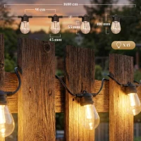 HOMCOM Globe-lichtsnoer, RGBW-lichtgordijn, IP44 waterdicht voor binnen- en buitendecoratie(m-3)
