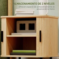 HOMCOM Mesita de Noche para Dormitorio con Puertas Correderas 2 Estantes y Patas de Acero Estilo Escandinavo 48x40x48 cm Roble(m-6)