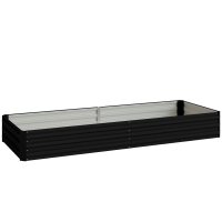 Outsunny Rechteckiges Garten-Hochbeet Pflanzkasten 241 x 90,5 x 30 cm gewelltes Stahlblech schwarz