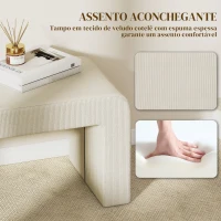 HOMCOM Conjunto de 3 Bancos Grande e 2 Pequenos Bancos Modernos em Veludo 104x44x48 cm Creme(m-5)