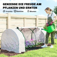 Outsunny Gewächshaus mit PE-Gitterfolie, winterfest Foliengewächshaus aus Stahl, Treibhaus 200 x 100 x 80 cm Weiß(m-7)