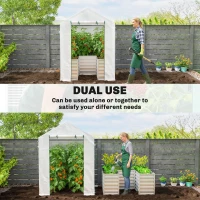 Outsunny Szklarnia foliowa z grządką podwyższoną, drzwiami rolowanymi i oknami, szczytowy dach 141 x 141 x 190 cm, biały(m-4)